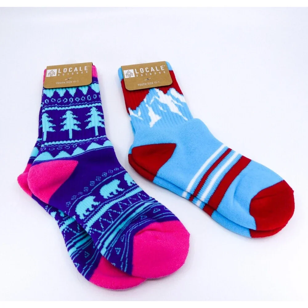 Locale Outdoor Socks‎ 2 Pairs Youth One Size 11 - 1 Nature Winter Sport Ski New
